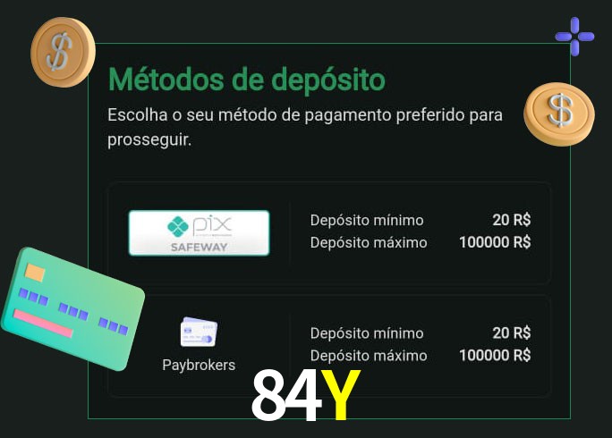 O cassino 84Y oferece uma grande variedade de métodos de pagamento
